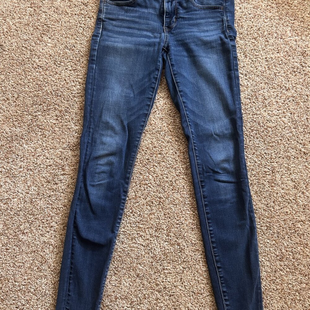 AE American Eagle WOMENS SIZE 6 LONG (Tall) zip skinny jeans Next Level Stretch